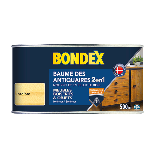 Nourrit et embellit le bois. A base de cire d&#39;abeille naturelle. Produit de finition pour l&#39;entretien et la décoration des meubles et boiseries.